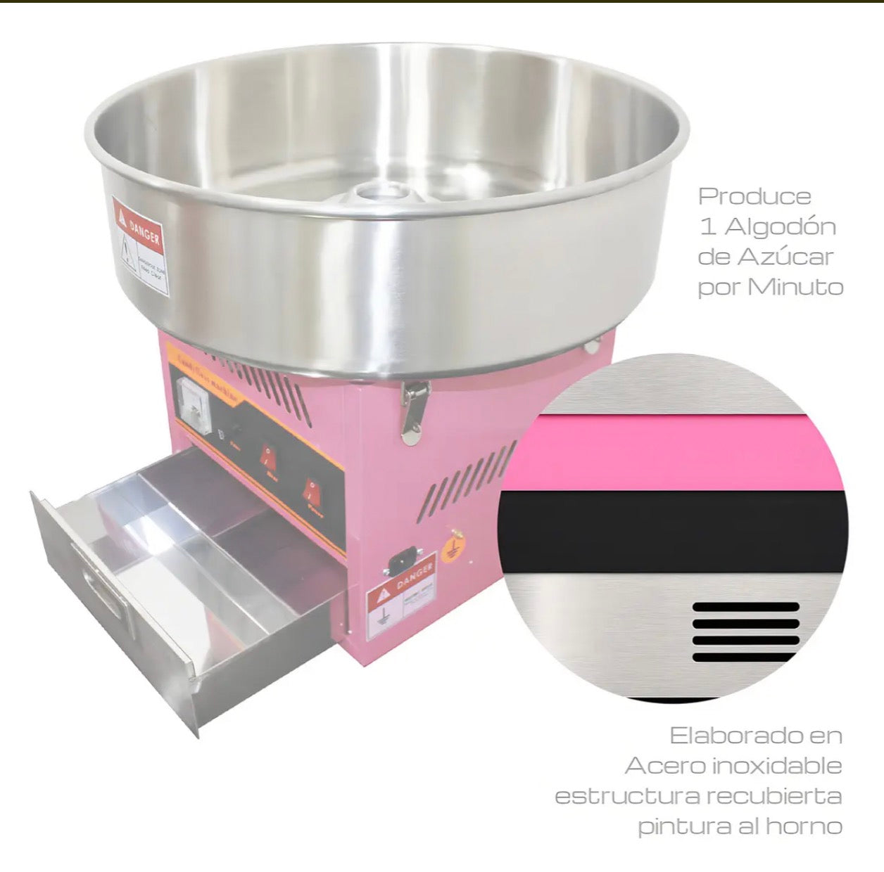 Máquina de Algodón de Azúcar Eléctrica Rosa — para Fiestas y Negocios