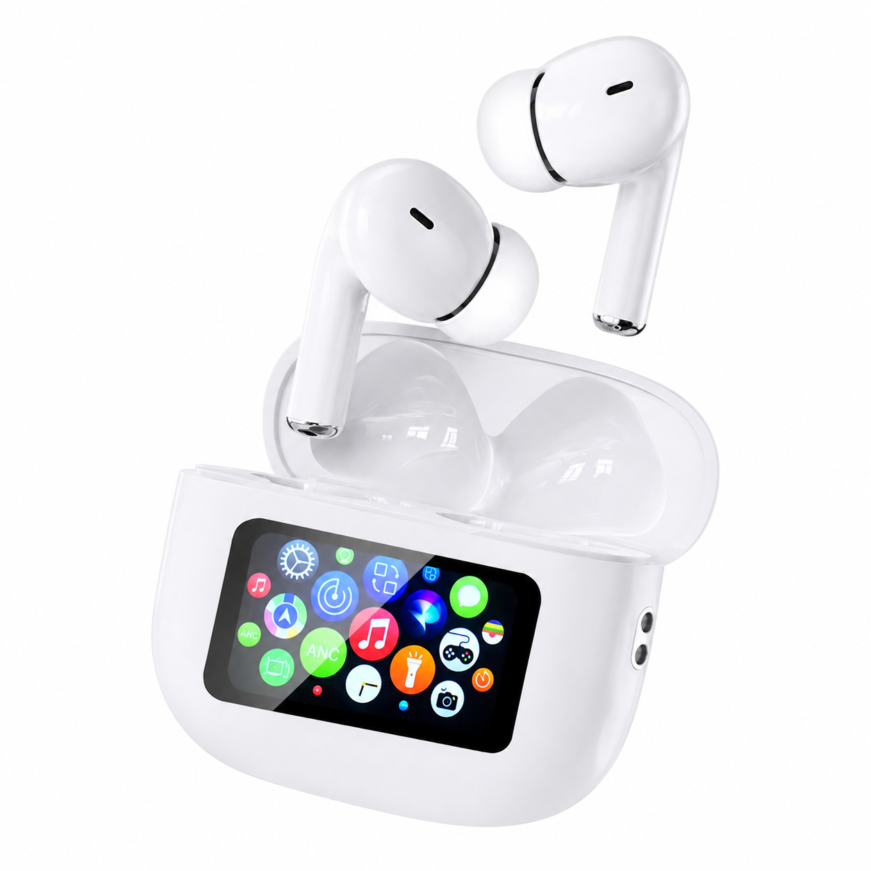 Audífonos Bluetooth TWS A9Pro Pantalla táctil cancelación de ruido, Estuche 500mAh