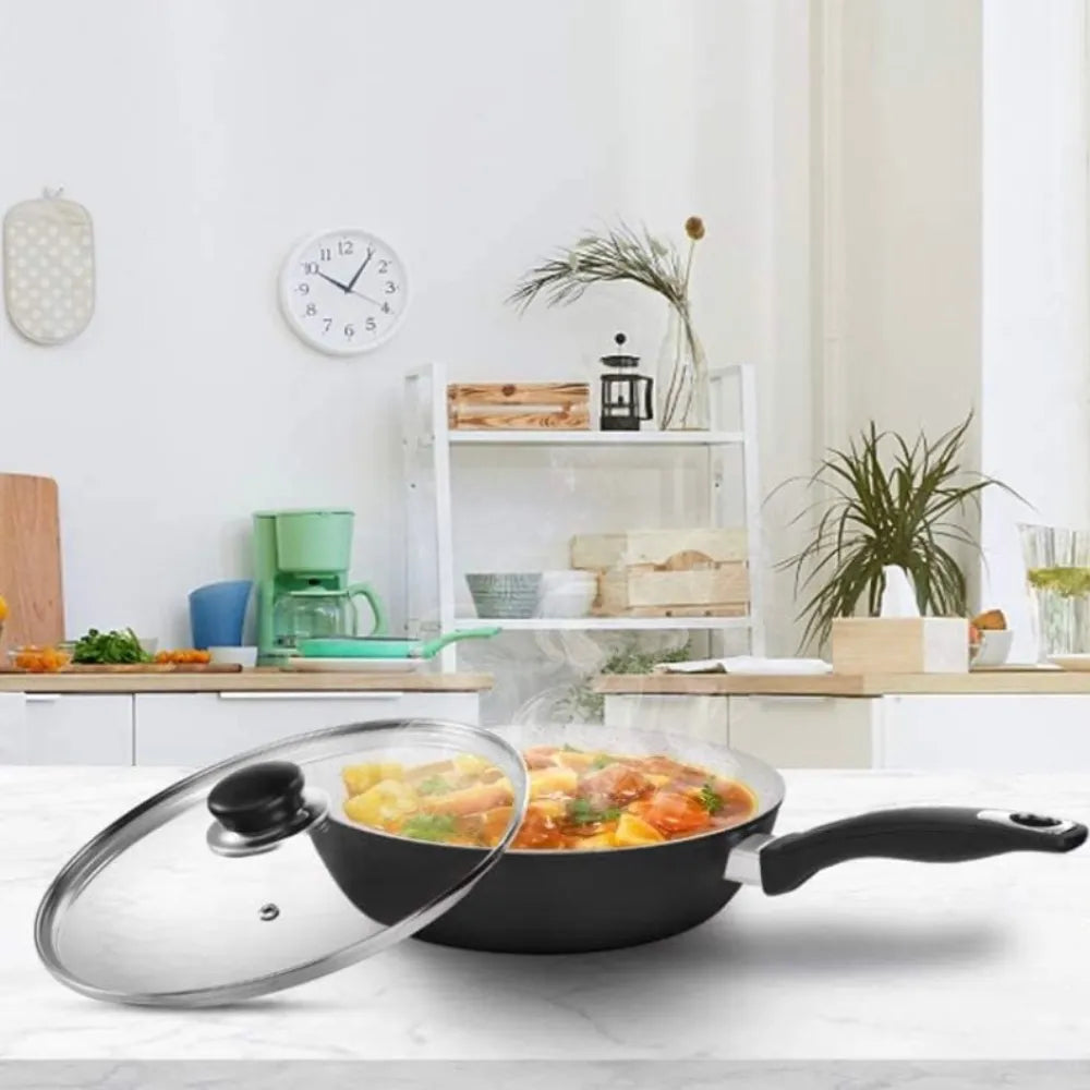 Sartén Wok 30 cm Antiadherente con Tapa Doble Fondo